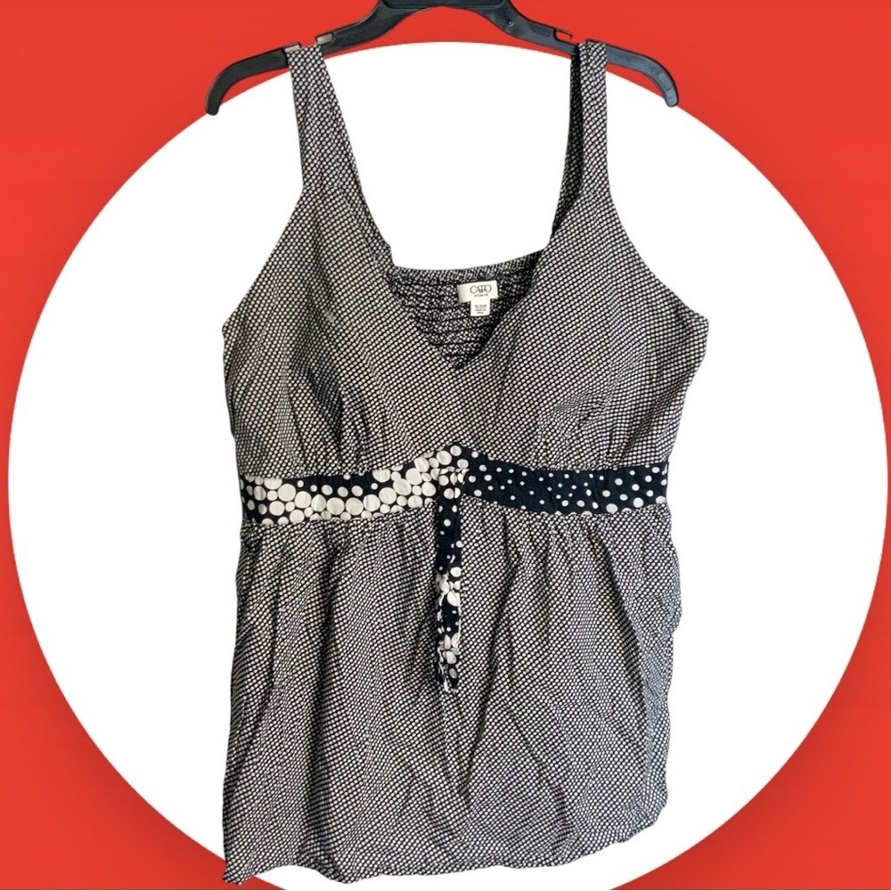 Cato Black & White Dotted Tank Peplum Shirt Wm 18/20W